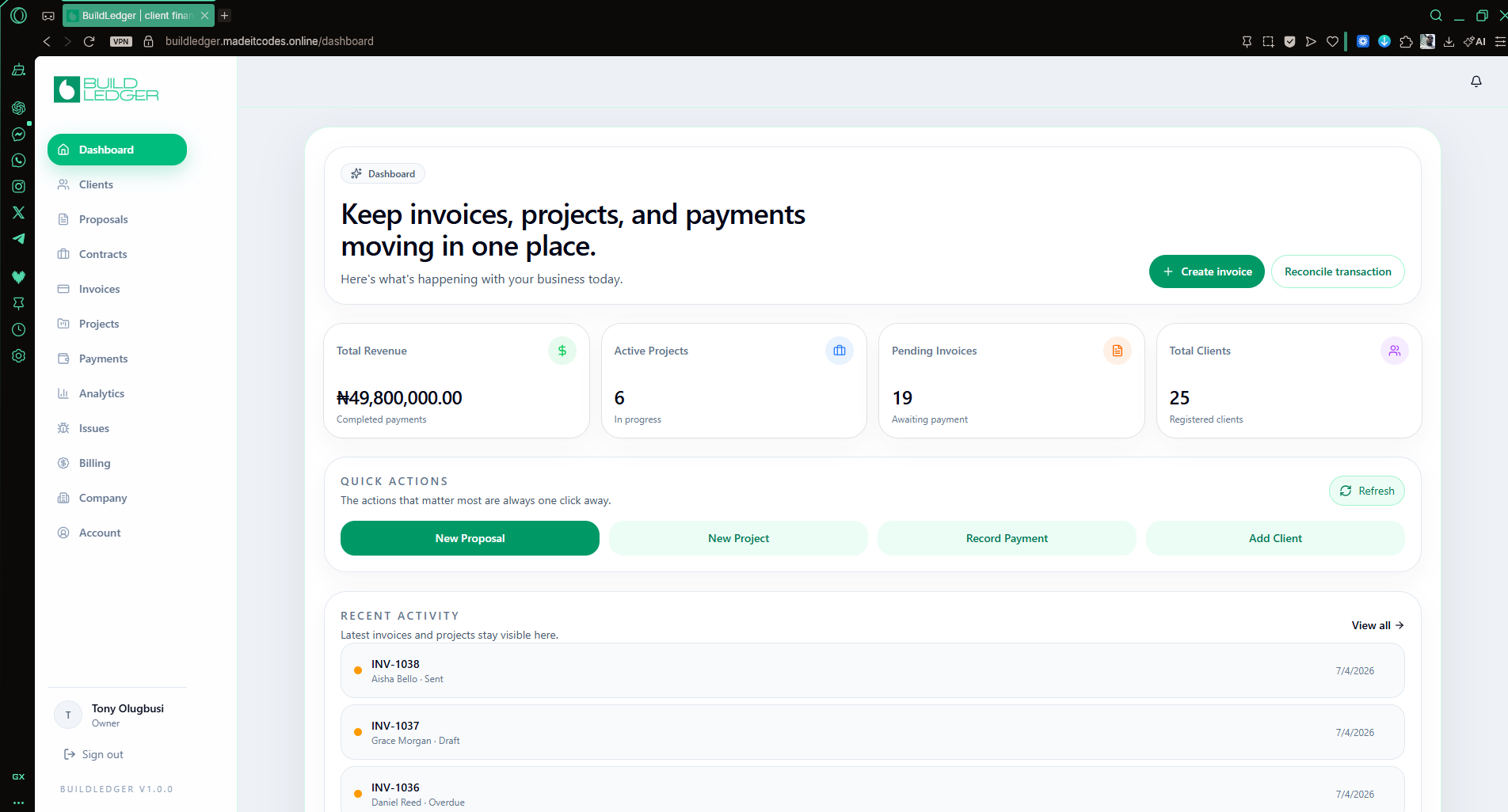 BuildLedger Dashboard