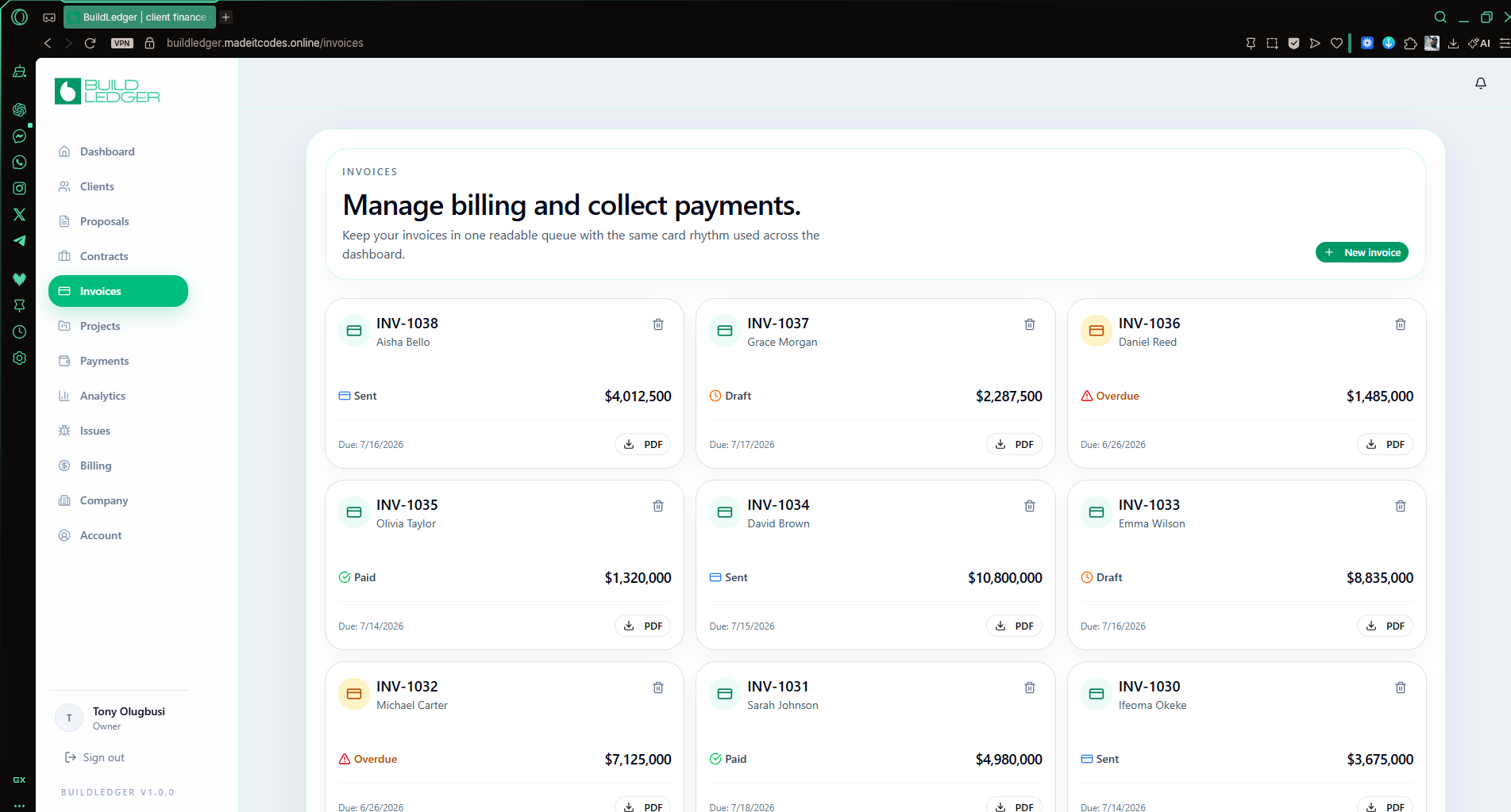 BuildLedger Invoices